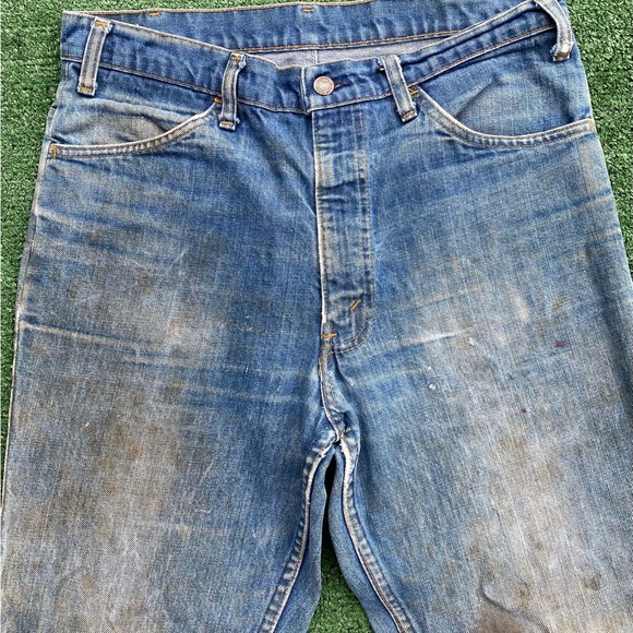 VTG 70s Levi’s Big E Orange Tab Bell Bottom Jeans Men’s 32x29 Distressed - Picture 2 of 13